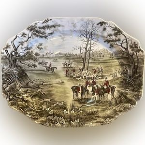 VERY RARE JOHNSON BROS. TALLY HO SERVING SHOWCASE PLATTER DEPICTING "THE KILL"
